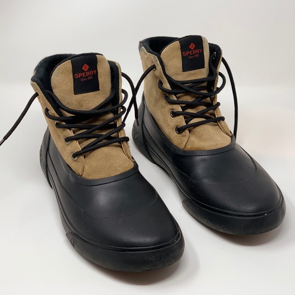 sperry cutwater deck boot tan navy